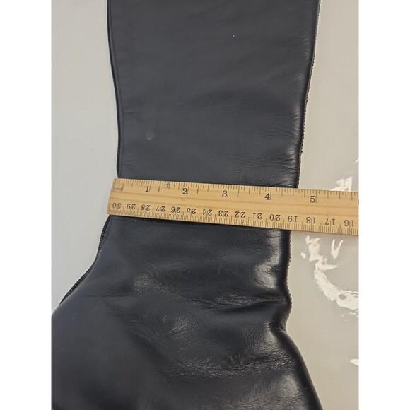 Valerie Stevens knee high black leather stiletto fur top boots Alegria 1 Sz 8 M - Picture 8 of 12